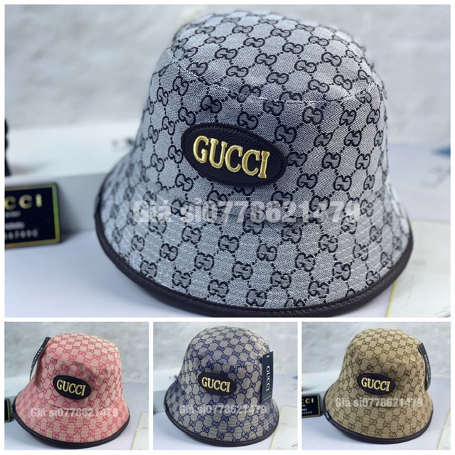 Mũ bo cụp bucket vải nhập dệt G—G đặc sắc unisex thời trang (hình thật)