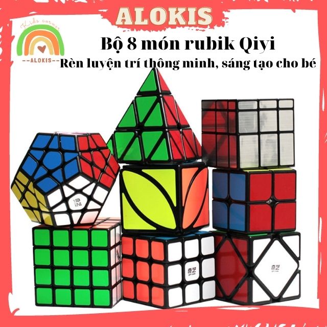 Rubik 4x4, 3x3, 2x2, Rubik Megaminx, Pyranminx,Skewb, Ivy Cube, Mirror Có Sách HDSD- Bộ 8 Món Là Quà