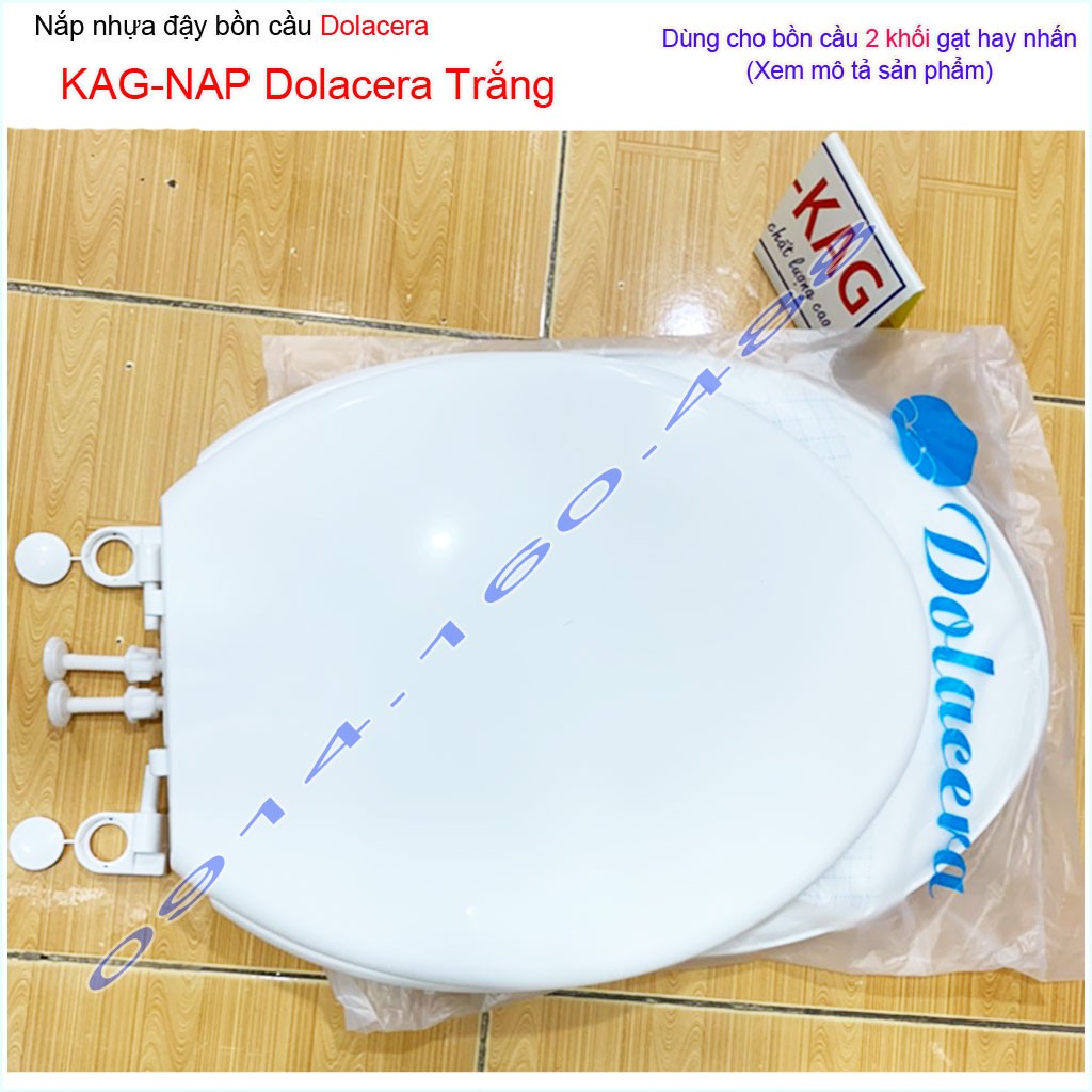 Nắp bồn cầu KAG- NAP Dolacera màu trắng, trọn bộ Nắp ngồi xí bệt 2 khối Dola màu trắng