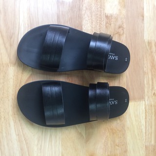 Sandal da bò Quai đen - Đế đen siêu mềm