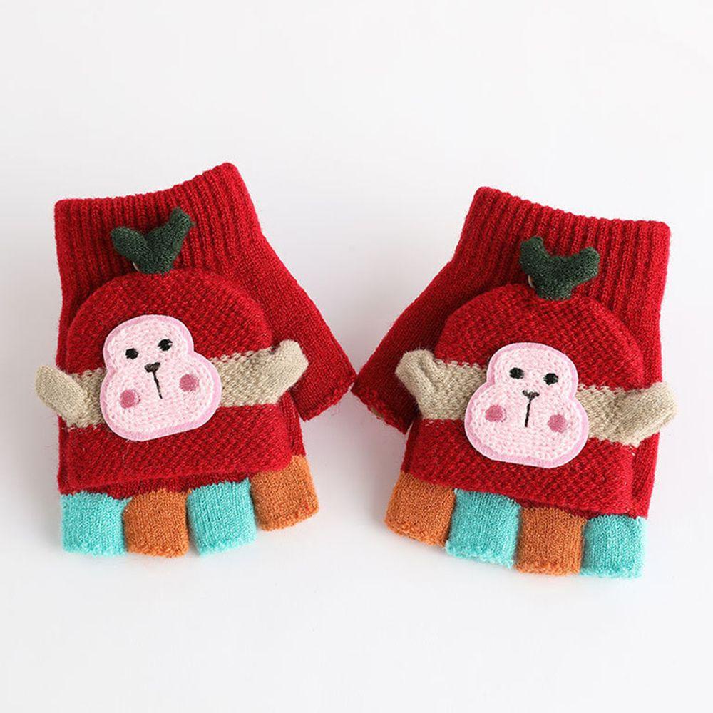 Găng Tay Hở Ngón Giữ Ấm Mùa Đông Thiết Kế Hình Chú Khỉ Hoạt Hình Phong Cách Hàn Quốc Dễ Thương Cho Bé Gái