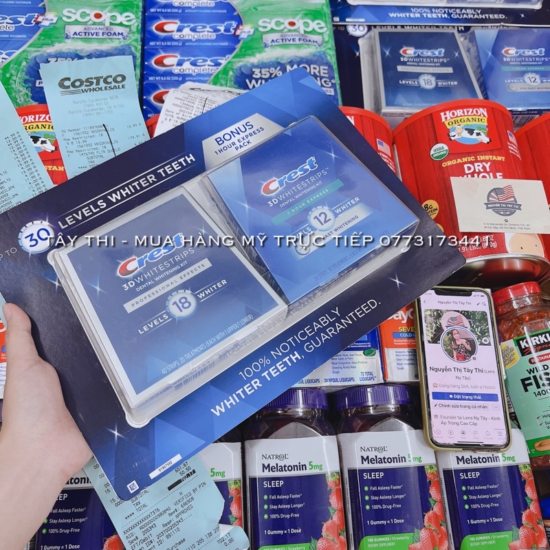 Date 2025  Set Tẩy Trắng Răng 60miếng Crest của Mỹ