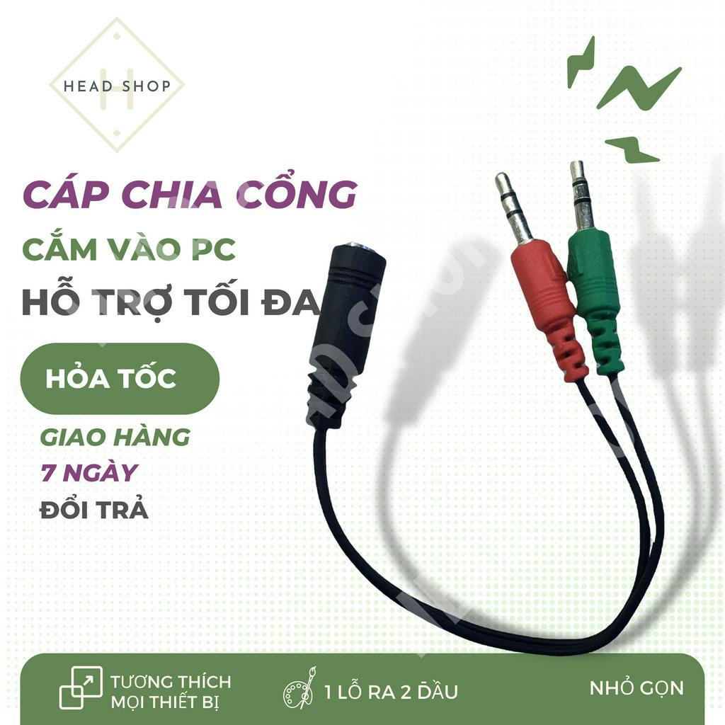 Dây Cáp Âm Thanh Chia Cổng 3.5mm Cái Ra 2 Cổng Jack 3.5mm Đực mã 1RA2 HeadShop