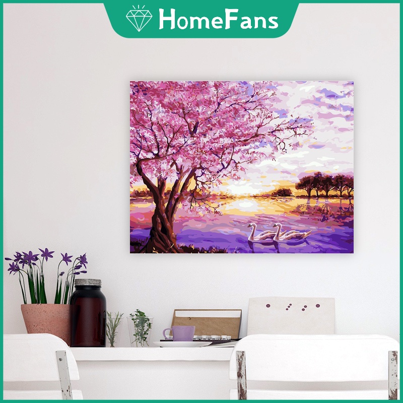 Tranh sơn dầu 40X50cm tự làm họa tiết hoa anh đào
