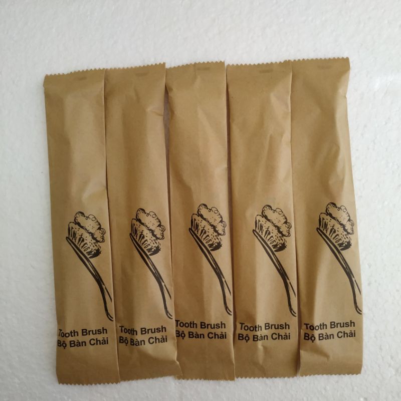 Bộ bàn chải đánh răng khách sạn bao bì giấy cao cấp, lược, chụp tóc, tăm bông dùng 1 lần