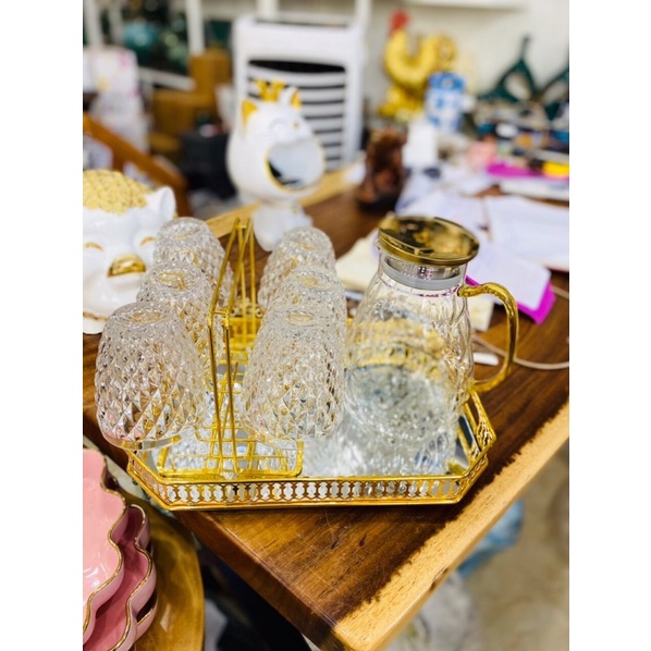 COMBO BỘ BÌNH CỐC KÈM KHAY GƯƠNG KÈM GIÁ ÚP