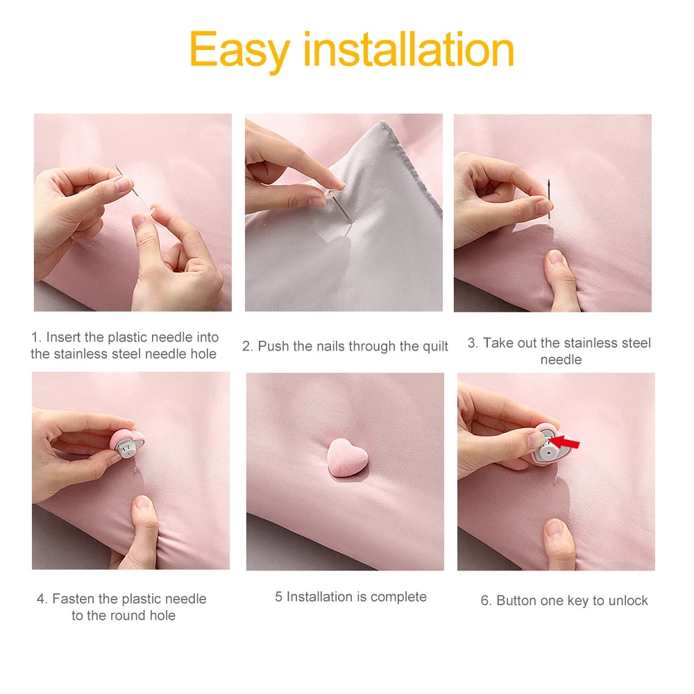 4 kẹp cố định vỏ chăn ga giường chống trượt hình hoa/trái tim/hoa mận tùy chọn