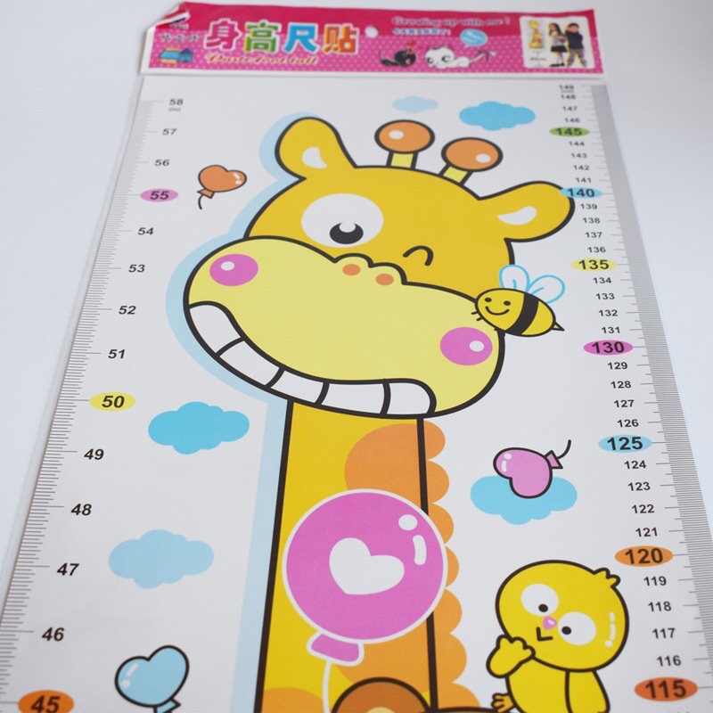 Thước đo chiều cao kết hợp đo thị lực decal dán tường mẫu dễ thương cho bé