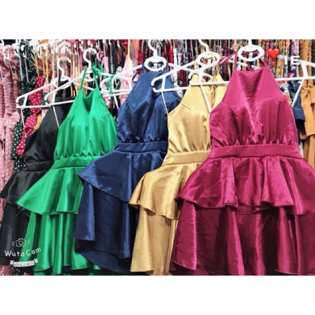 Đầm nữ phi lụa, dáng xòe cổ yếm siêu tôn dáng 2 tầng dễ thương giá sốc  | BigBuy360 - bigbuy360.vn