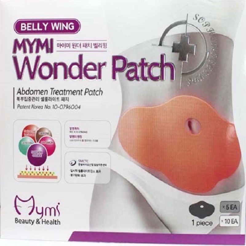 MIẾNG DÁN TAN MỠ BỤNG, ĐÙI, BẮp Tay chân Mymi wonder Patch 1 hộp 5 miếng dán đánh tan mỡ thừa Hàn Quốc