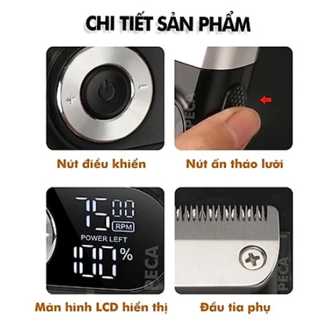 ✨Bảo hành 12 tháng✨ Máy cạo râu Kemei-2026 lưỡi kép có 3 mức tốc độ màn hình LCD, động cơ mạnh mẽ tặng dao dạo alin