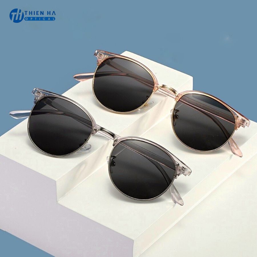 Gọng kính tròn nữ nhựa dẻo THIÊN HÀ OPTICAL nhựa dẻo viền mí nhựa cầu kim loại dáng tròn trẻ năng động nhiều màu TH6214