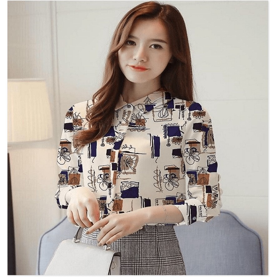 Áo Sơ Mi Nữ Vải Lụa Chống Nhăn In Họa Tiết SM30, Phong Cách Thời Trang Trẻ Trung Năng Động, Chất Vải Mềm Mịn Thoáng Mát