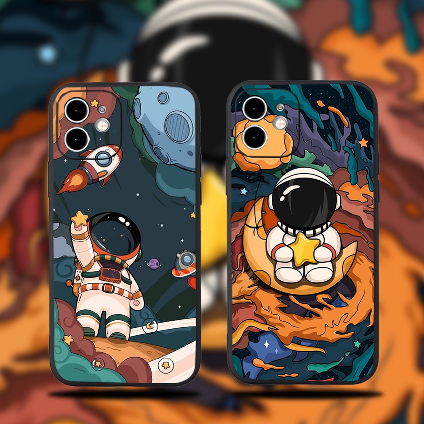 Ốp Lưng Iphone TPU Cạnh Vuông Phi Hành Gia - PG2, BVC Iph6/6plus/6s/6splus/7/7plus/8/8plus/x/xs/11/12/pro/13/promax