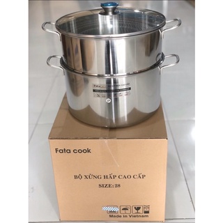 Xửng hấp 28 cm dùng được bếp điện từ (gồm nồi hấp và xửng hấp 28cm)