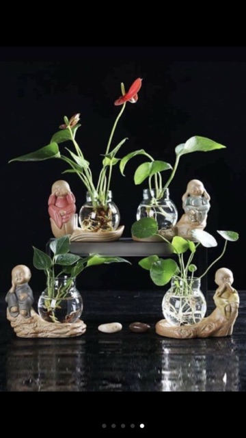 Bộ tượng 4 KHÔNG an lạc- tặng kèm bình thuỷ tinh( KHÔNG BAO GỒM KỆ) | BigBuy360 - bigbuy360.vn