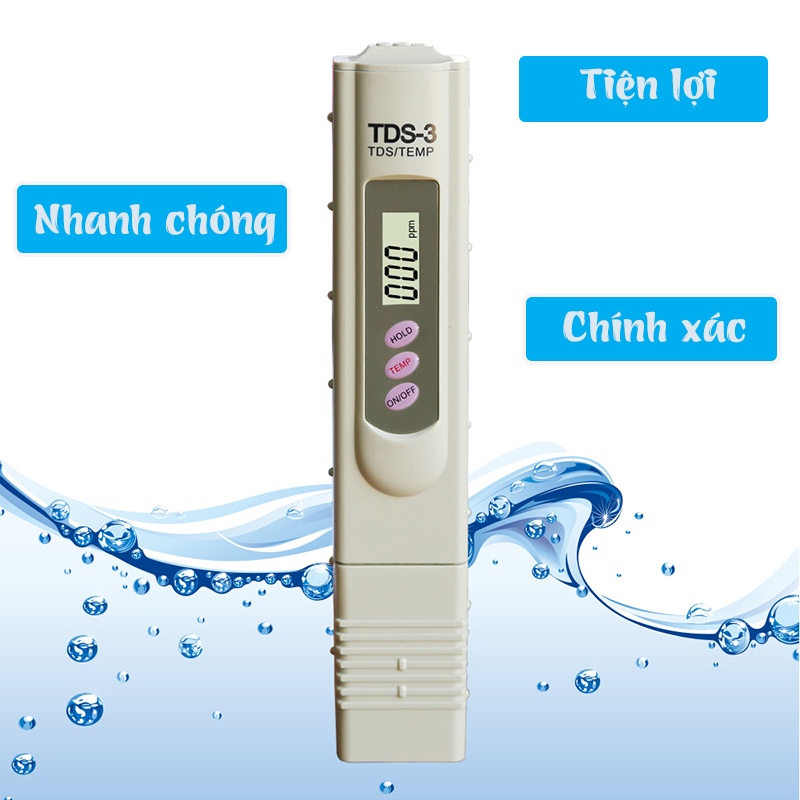 Bút Thử Nước Kèm Đo Nhiệt Độ TDS 3, Độ Chính Xác Cao, Màn Hình LCD Hiển Thị, Nhỏ Gọn Tiện Dụng