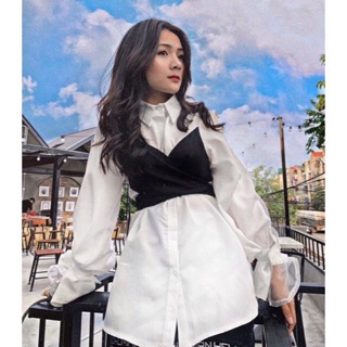 Order set sơ mi / thun phối yếm ngực ulzzang