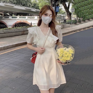Váy voan tơ thiết kế bèo tiểu thư sang chảnh