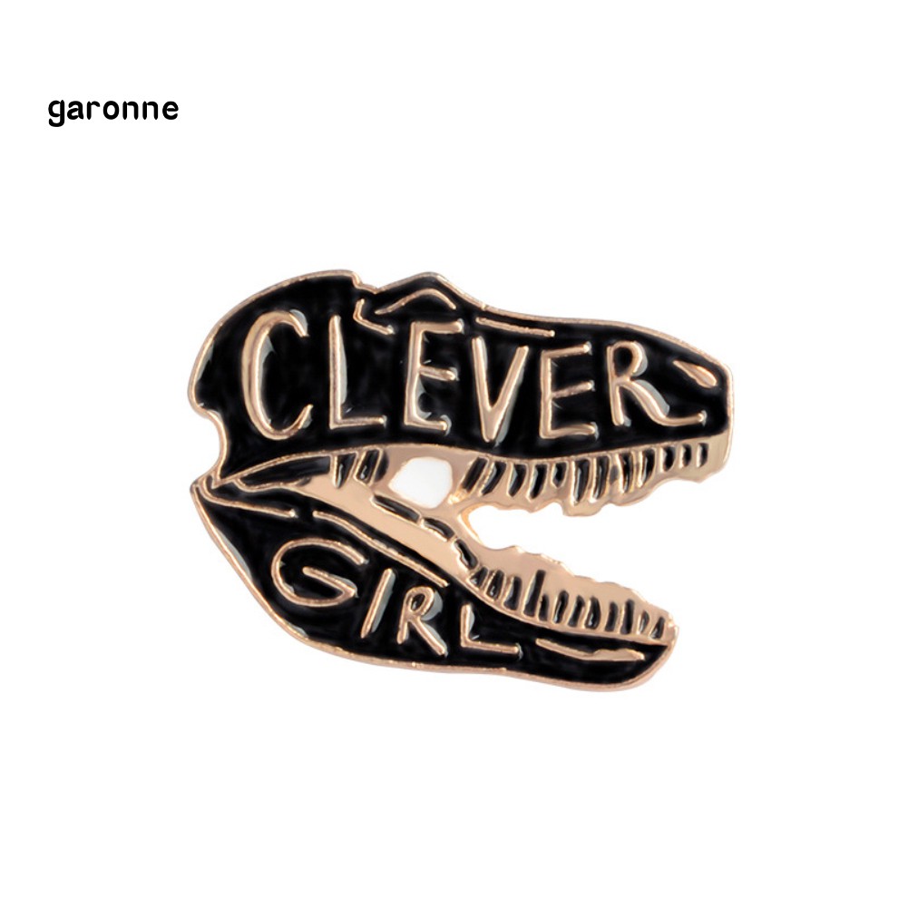 GA_Dinosaur Head Letters Print Enamel Unisex Brooch Pin Coat Sweater Shirt Ornament