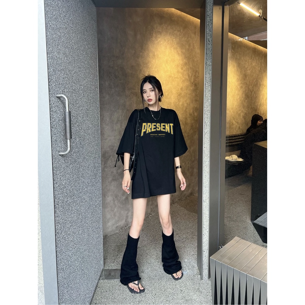 Áo thun unisex cổ tròn form rộng tay lỡ chất liệu cotton mềm mại Miucho Brand MT035 in basic