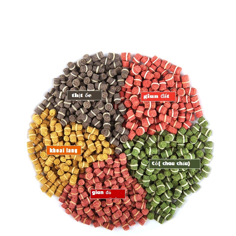 Mồi hạt dạng viên NGŨ SẮC dùng để xả mồi, câu đài thích hợp câu cá trắm, chép, diếc, trích,..-Đồ Câu DHS