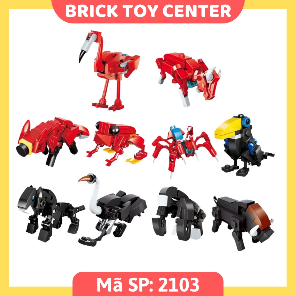 Đồ chơi xếp hình cho bé 3 trong 1 Qman 2101-2105 ô tô xe tăng máy bay khủng long robot