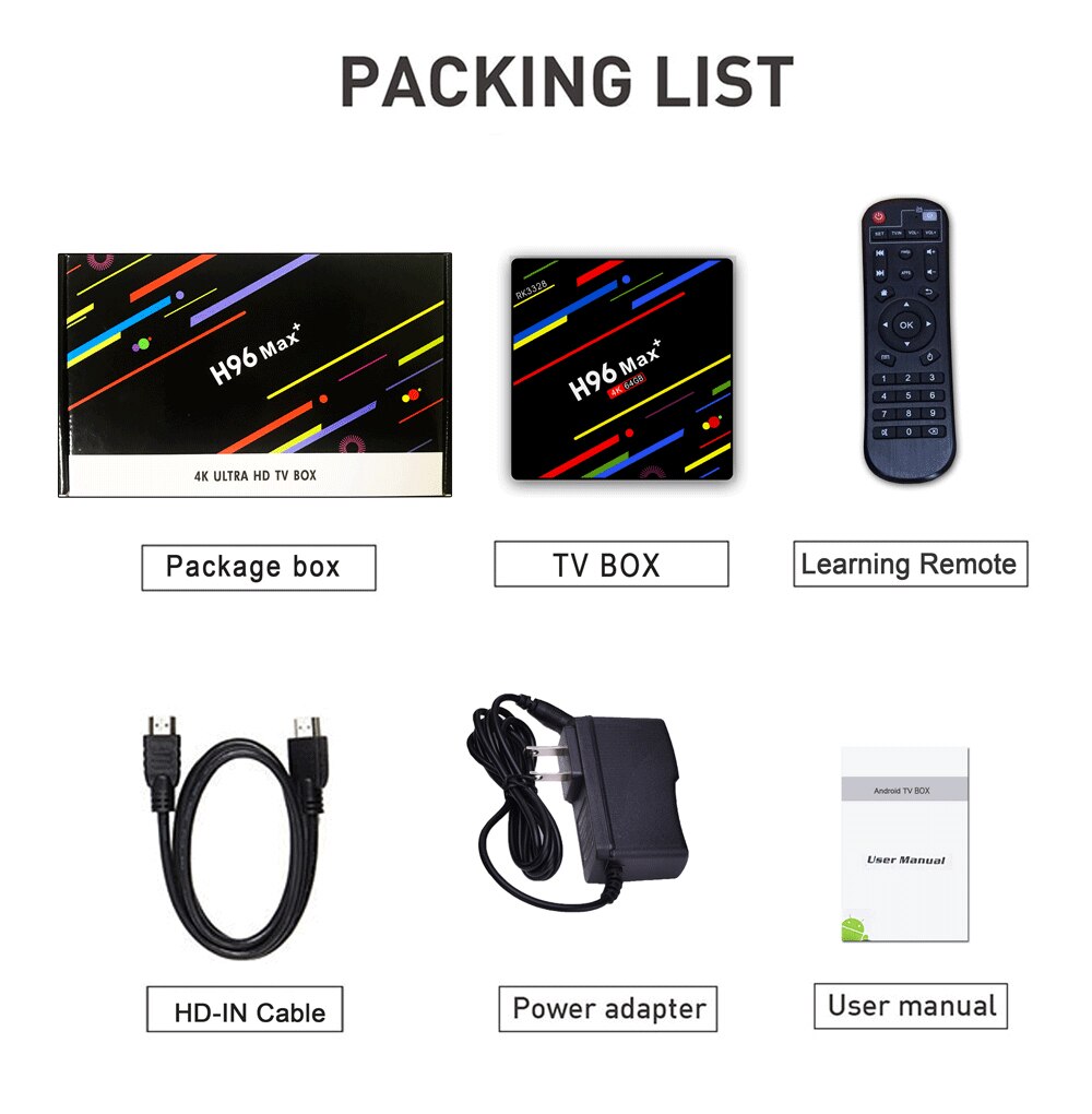 Tv Box H96 Max Plus Android 9.0 Rockchip Rk3328 4k Smart Tv Box 2.4 & 5g Wifi Bt4.0 4gb 64gb Và Phụ Kiện