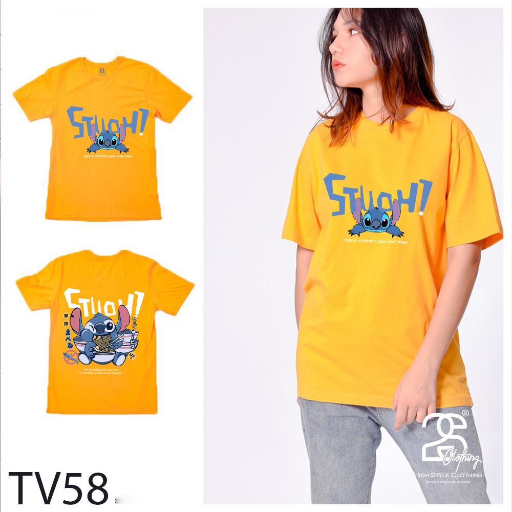 Áo Phông Cộc Tay Nữ Unisex Giấu Quần 2S Clothing Áo Thun Nam Form Rộng Tay Lỡ Streetwear Basic Cotton In Hình Stich TV58 | BigBuy360 - bigbuy360.vn