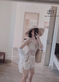 Set bikini 3 món ren lưới