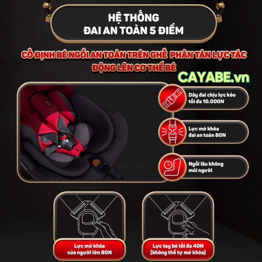 Ghế ngồi ô tô cho bé CHILUX SAFE xoay 360 chính hãng, an toàn màu hồng cao cấp (dùng được cho bé sơ sinh-4 tuổi)- CAYABE