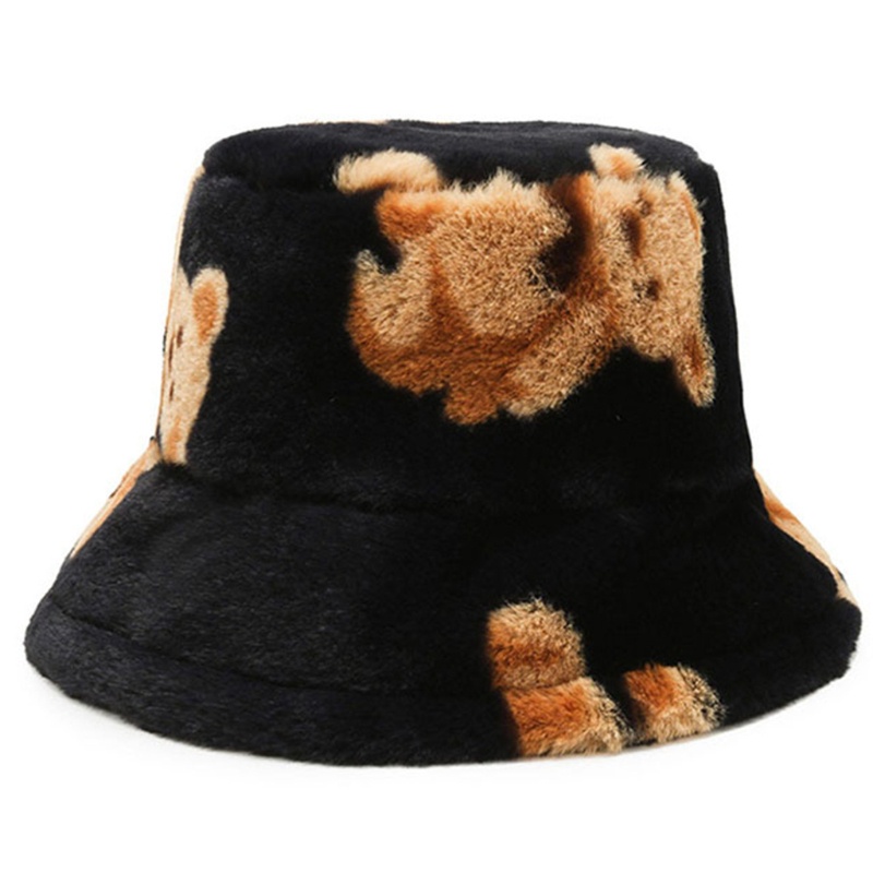 Mũ Tai Bèo Phủ Lông Họa Tiết Chú Gấu Dễ Thương Thời Trang Thu Đông