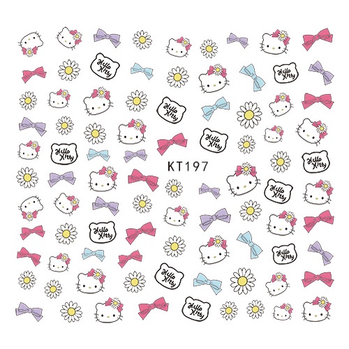 Miếng dán móng tay 3D hình mèo Kitty dễ thương dành cho trẻ em