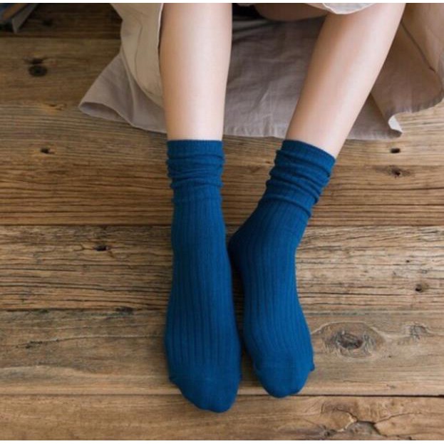 Set 5 Vớ Trơn Gân Cổ Cao (5 Đôi 5 Màu).