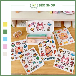 Hình dán sticker gấu thỏ dễ thương Béo shop , trang trí sách vở sổ tay , decor bàn làm việc góc học tập ST15