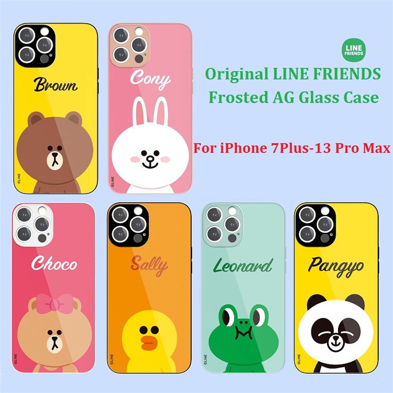 LINE FRIENDS Ốp Điện Thoại Kính Cường Lực Chống Sốc In Hình Gấu Nâu & CONY Cho iPhone 13/13 Pro MAX/12/12 Pro MAX/11 Pro MAX X XS MAX XR 7 8 Plus