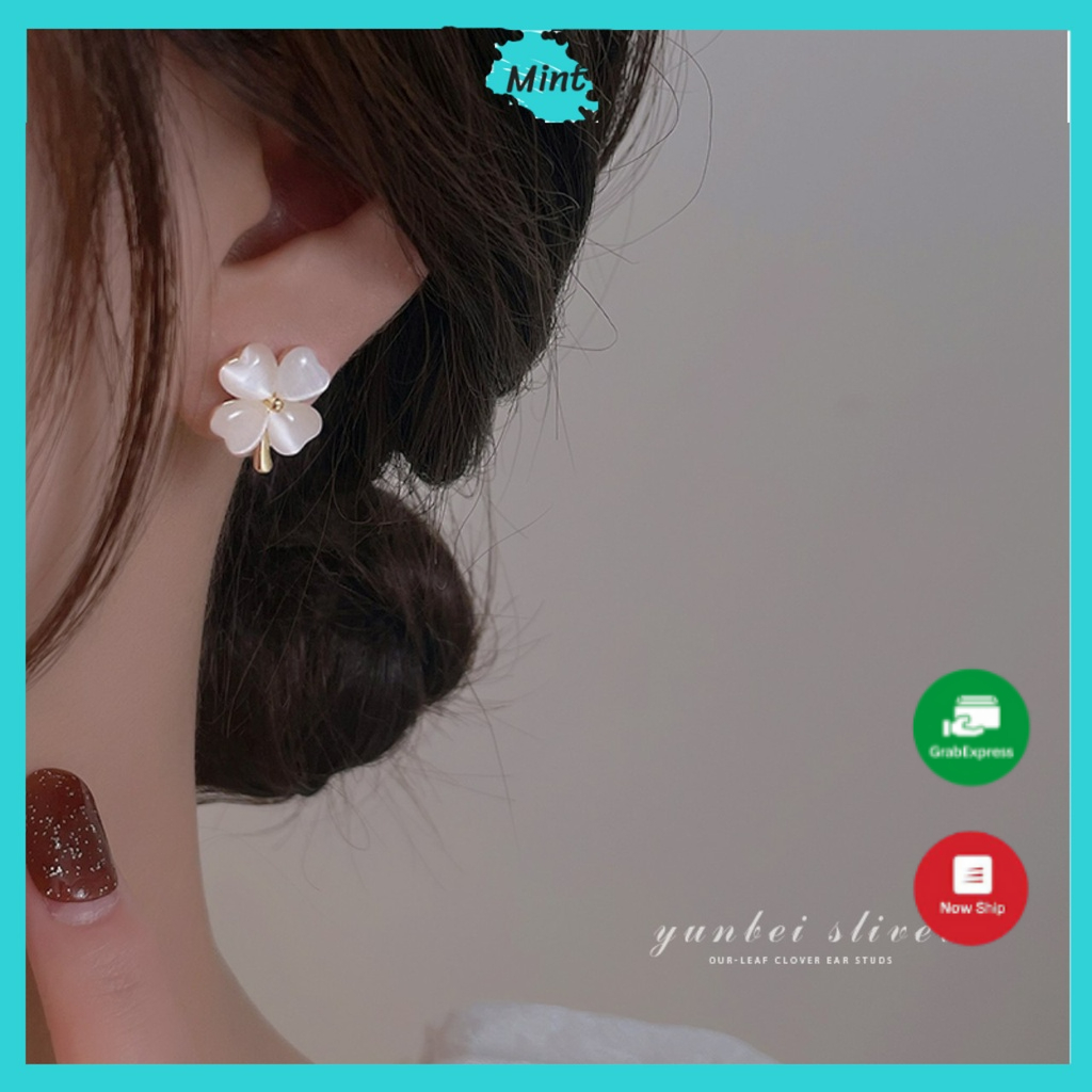 Bông Tai Nữ ❤️KHÔNG GÂY DỊ ỨNG❤️ Khuyên Tai Chuôi Bạc S925 Hình Hoa Trong Suốt Xinh Đẹp