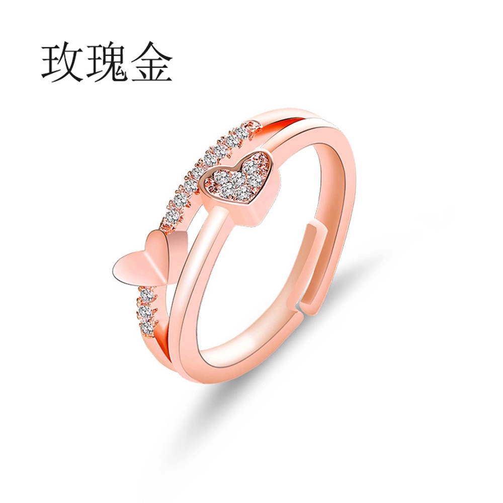 Nhẫn Đeo Tay Kim Loại Hình Trái Tim Xinh Xắn Cho Nữ Rhinestone Ring
