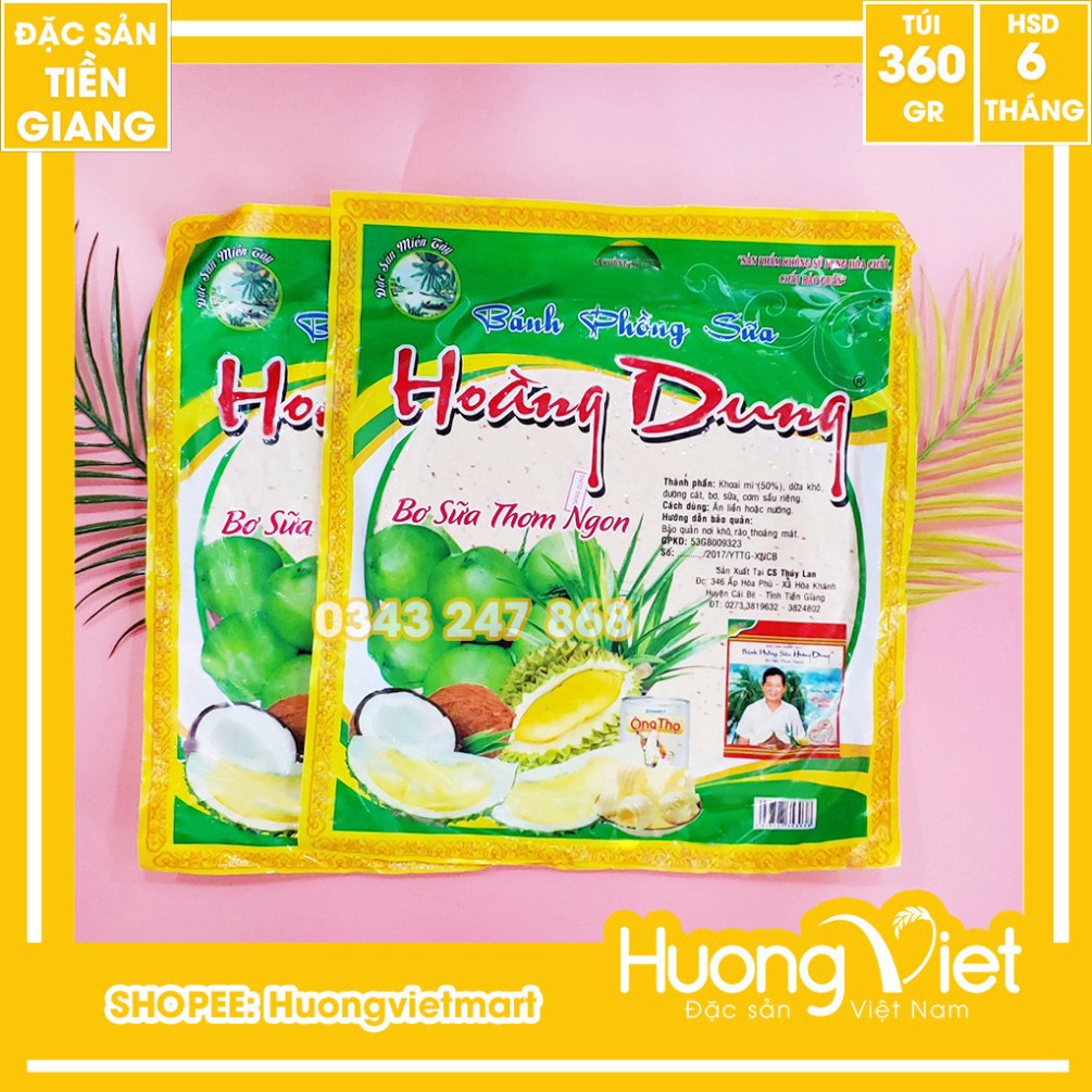 Bánh tráng sữa Hoàng Dung mè 360g, bánh phồng sữa miền tây