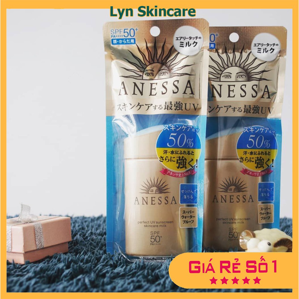 [Mẫu Mới] Sữa chống nắng bảo vệ hoàn hảo Anessa Perfect UV Sunscreen Skincare Milk  60ml Nhật bản