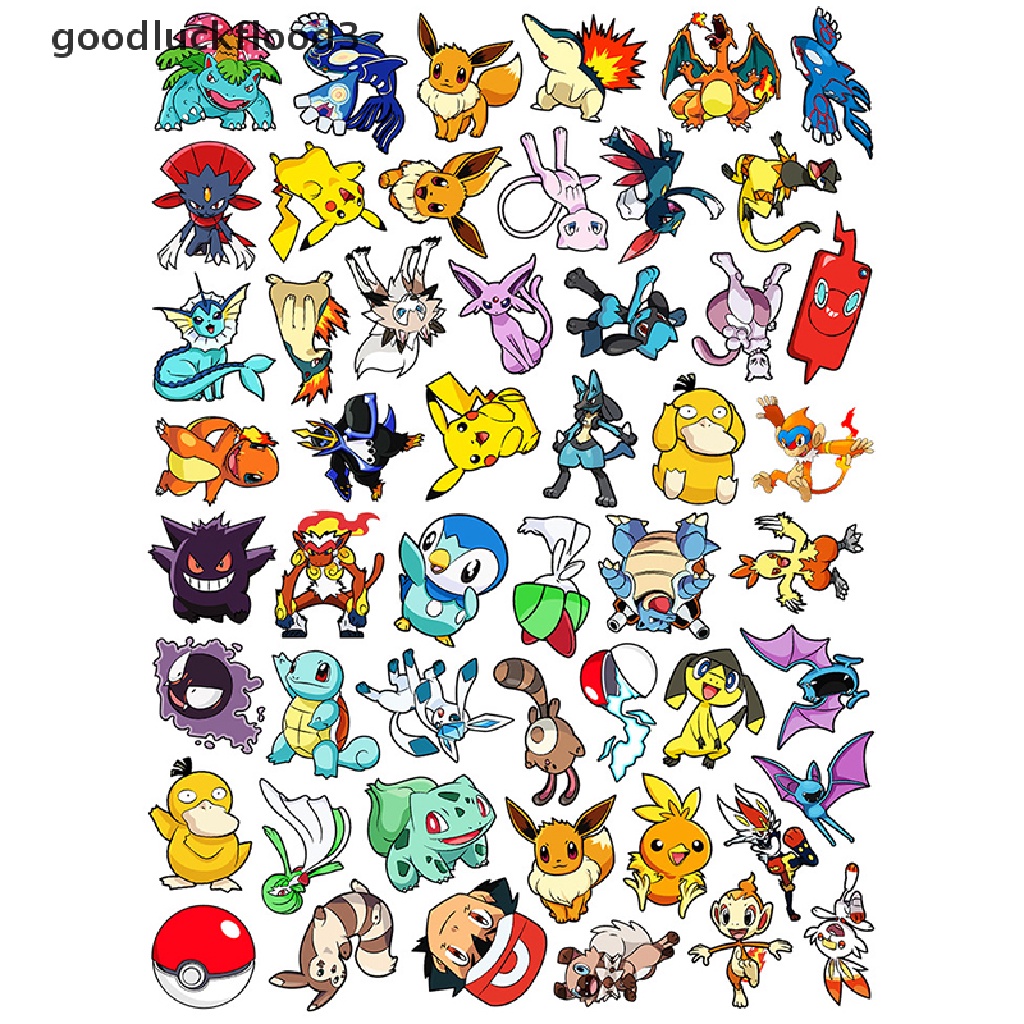 Bộ 50 Miếng Dán Hình Pokemon Nhật Bản Trang Trí Đàn Guitar Laptop