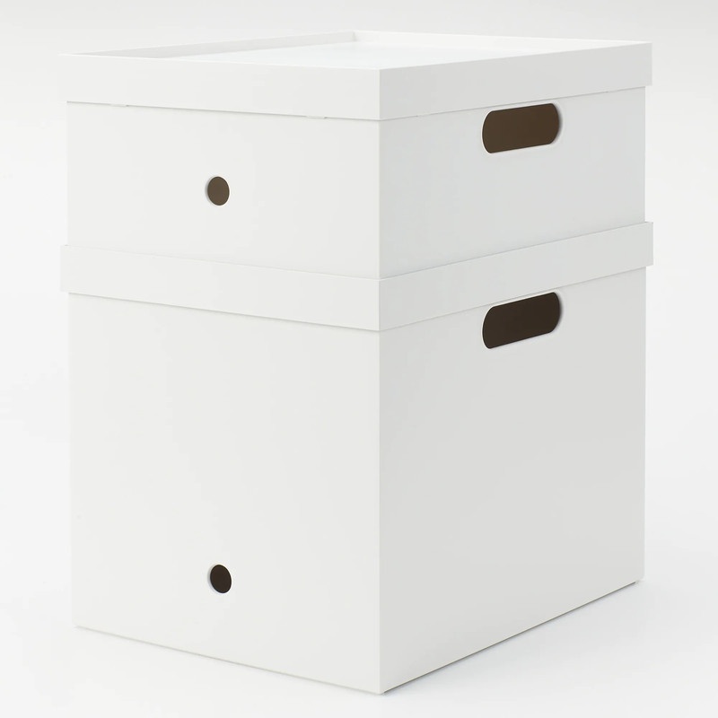 Muji Hộp Đựng Hồ Sơ Nhựa D25Cm - Xám Trắng