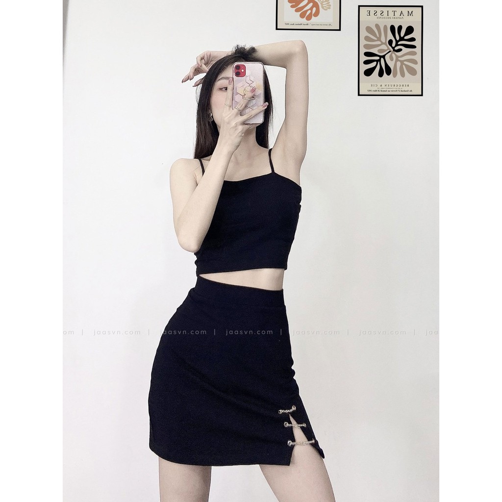 Áo crop top hai dây sợi bún thun cotton