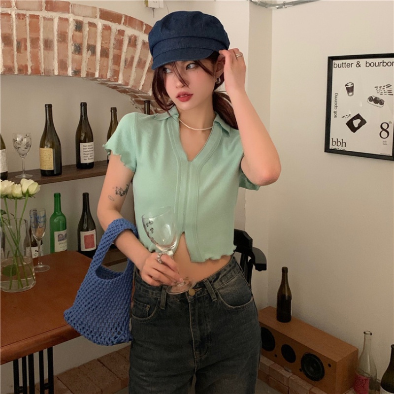 Áo Thun polo Tay Ngắn Quyến Rũ Thời Trang Mùa Hè Cho Nữ