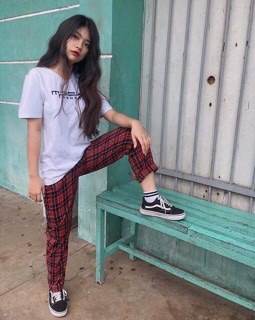 Quần baggy sọc caro