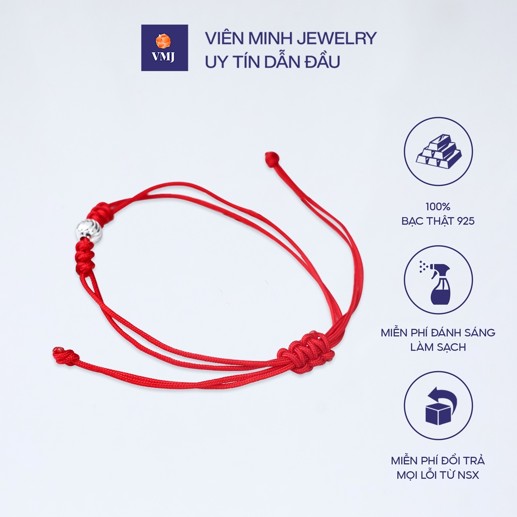 Vòng tay chỉ đỏ, vòng tay may mắn, vòng tay nữ chỉ đỏ bi bạc 6ly - VMJ17
