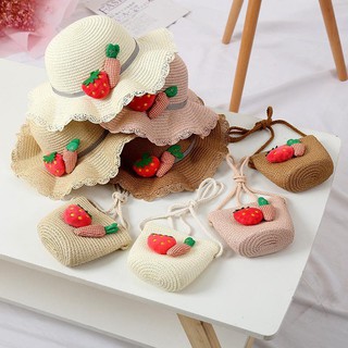 COMBO Set Túi cói & Mũ cói đi biển trẻ em siêu xinh. Nón cói & giỏ cói dành cho bé gái dễ thương