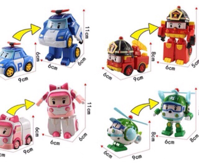 Hộp 6 thành viên biệt đội Robocar Poli biến hình thành máy bay và robot