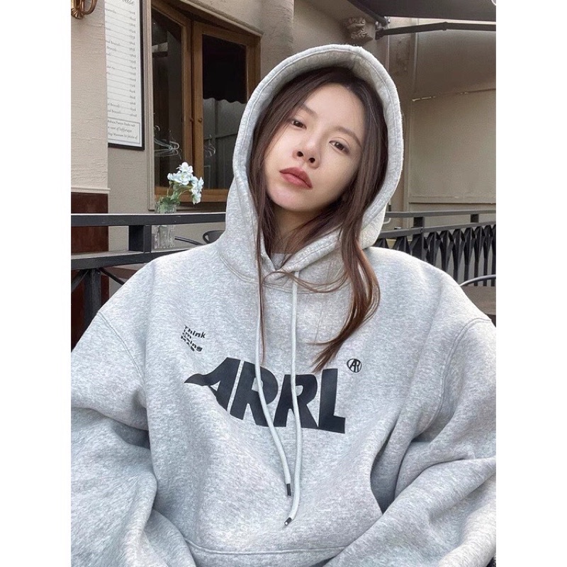 Áo Hoodie Nỉ Ngoại Xám Arrl JOLIE Unisex  Hoodies form rộng tay bồng mũ 2 lớp kiểu dáng basic nam nữ mặc đẹp