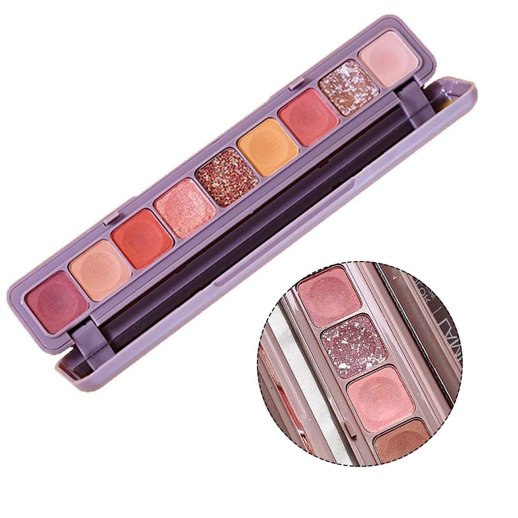 Bảng Phấn Mắt 9 Màu Ánh Kim Lấp Lánh Chống Thấm Nước Kèm Cọ / Bảng Phấn Mắt